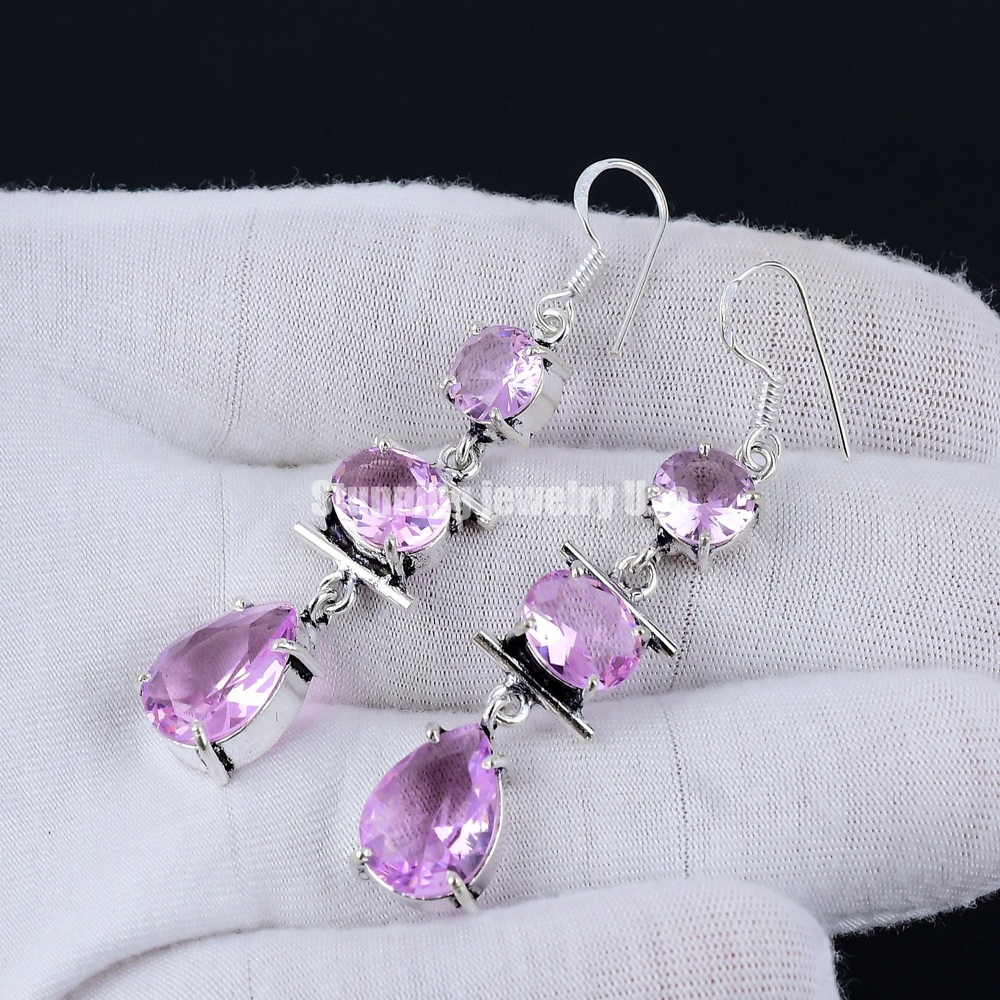 Pink Kunzite Gemstone Earrings