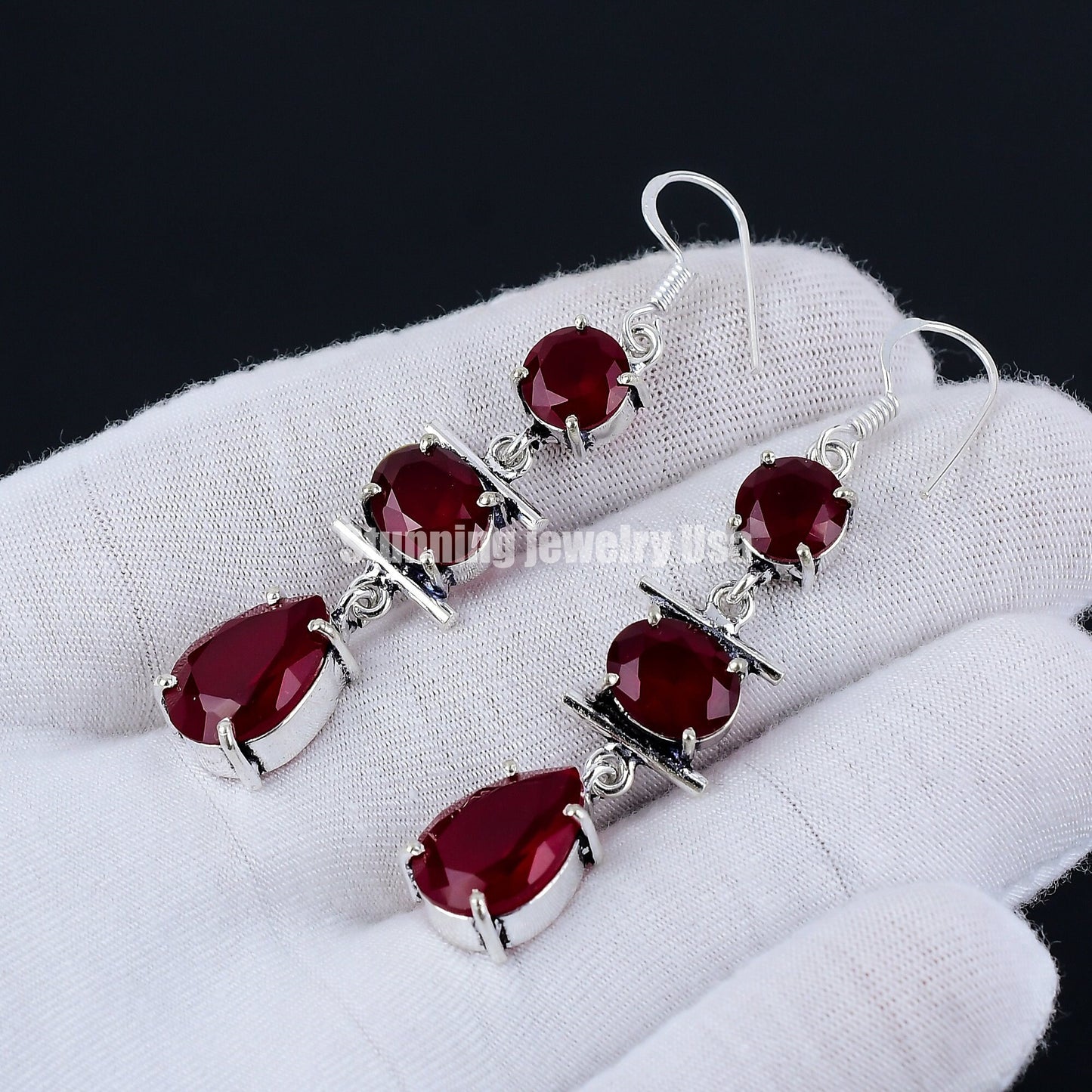 Red Garnet Gemstone Earrings
