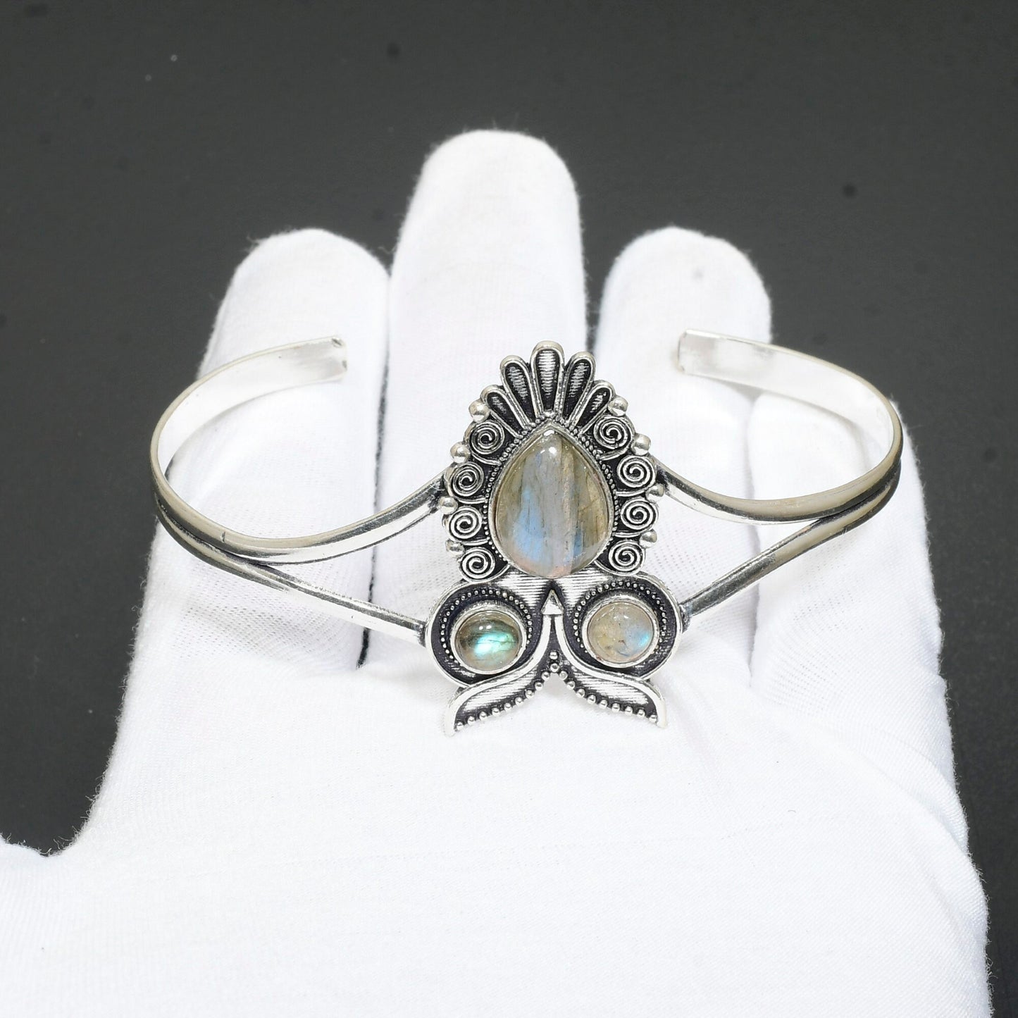 Blue Labradorite Gemstone Cuff Bangle