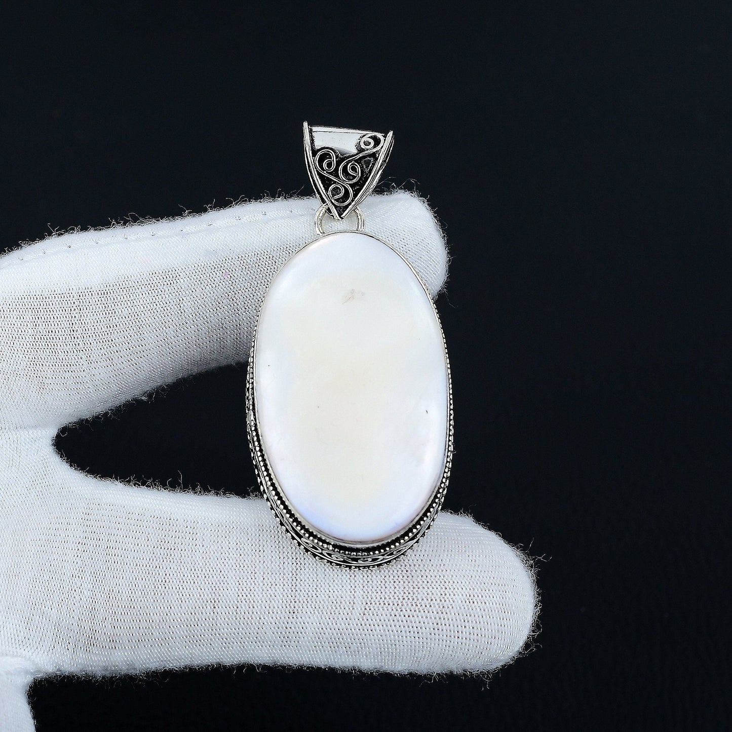 White Mother of Pearl Gemstone Pendant