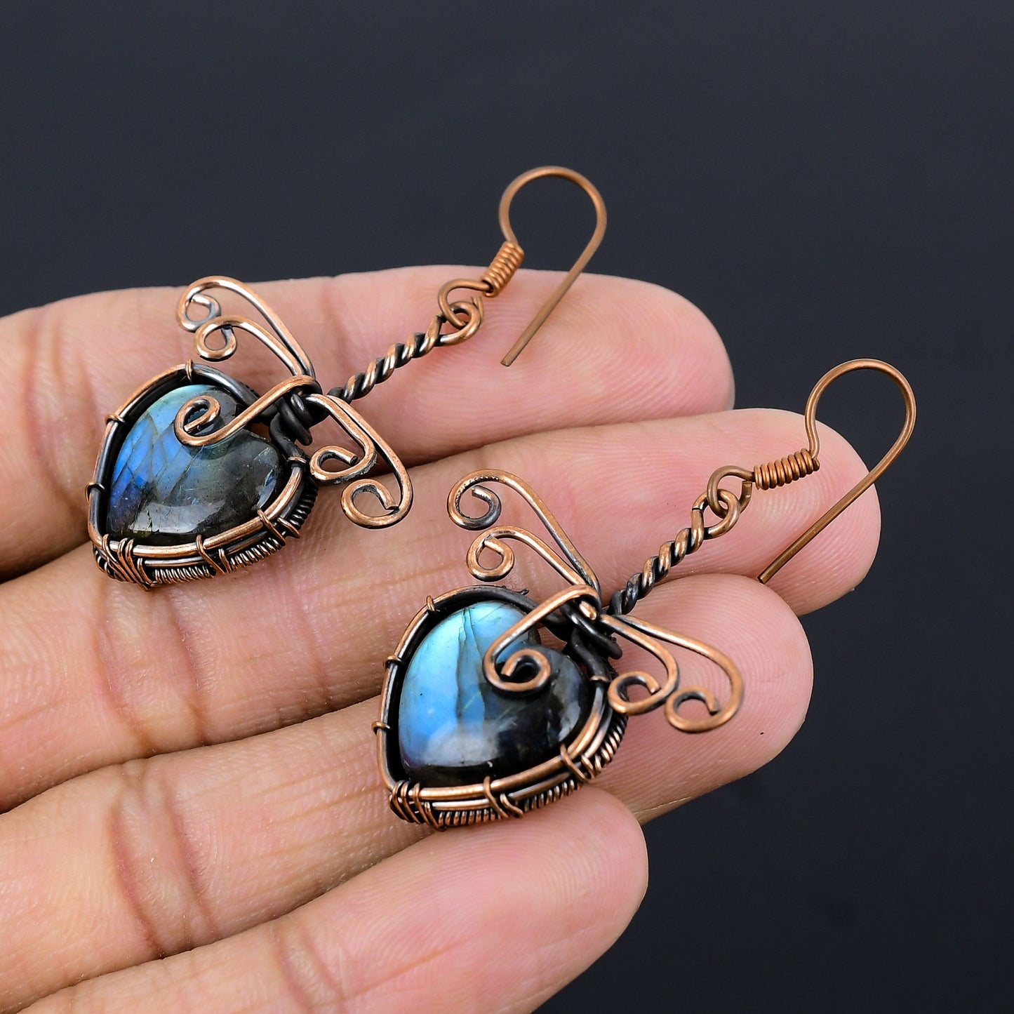 Copper Labradorite Gemstone Earrings