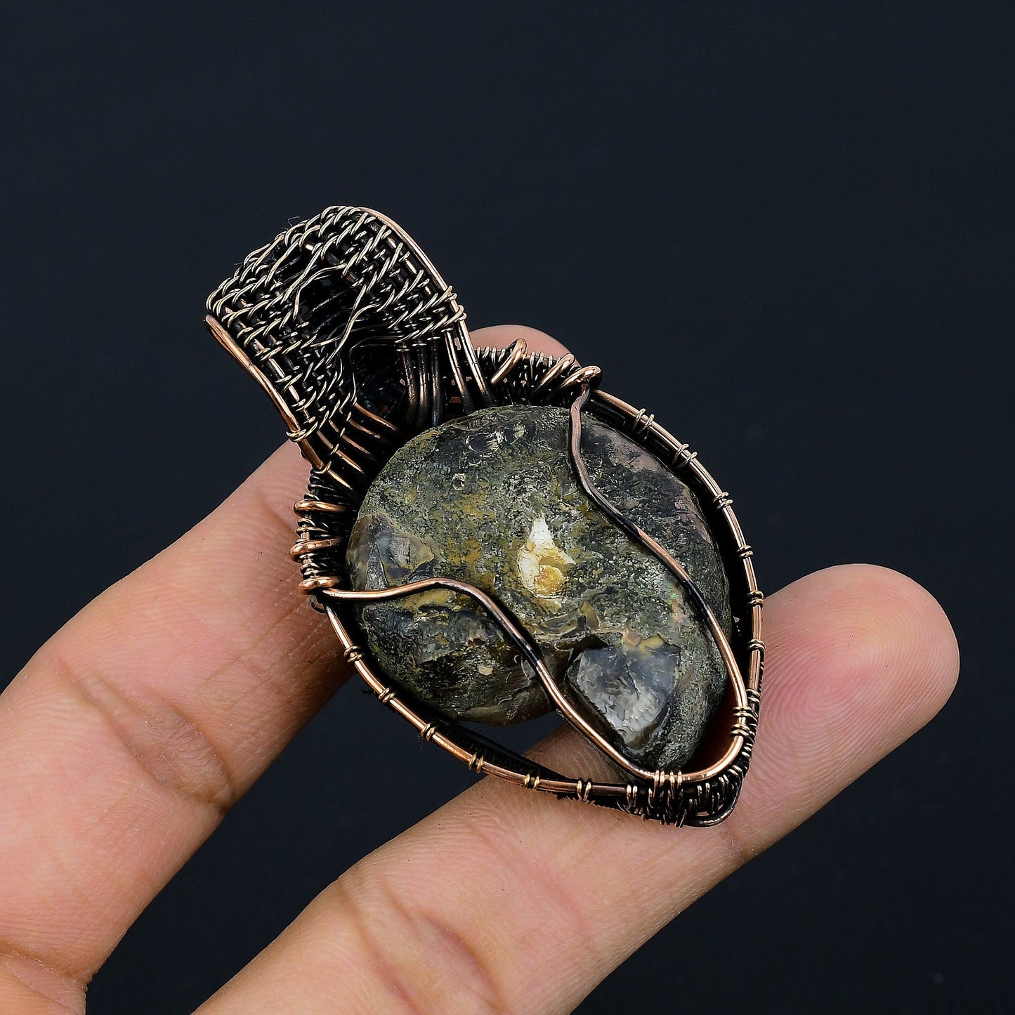 Rainbow Copper Ammonite Gemstone Pendant