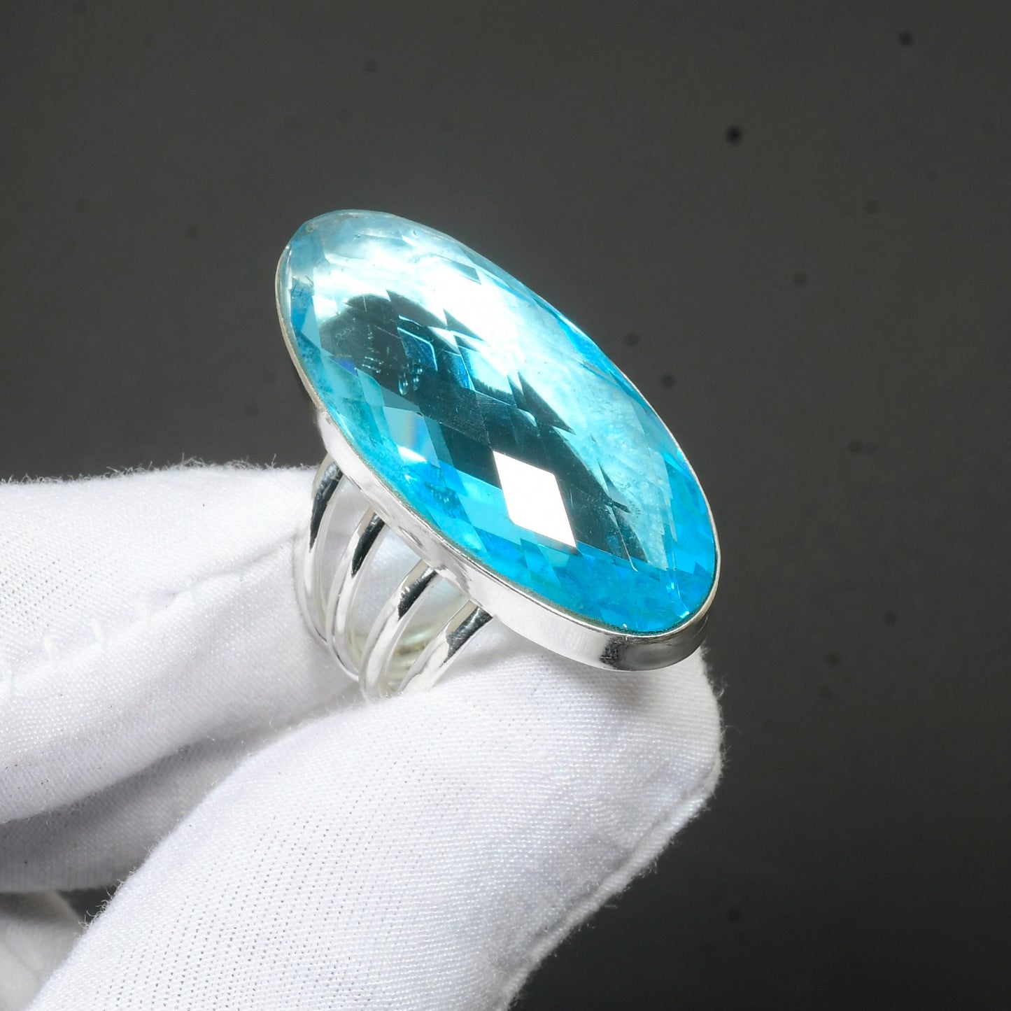 Blue Gemstone Sterling Silver Ring