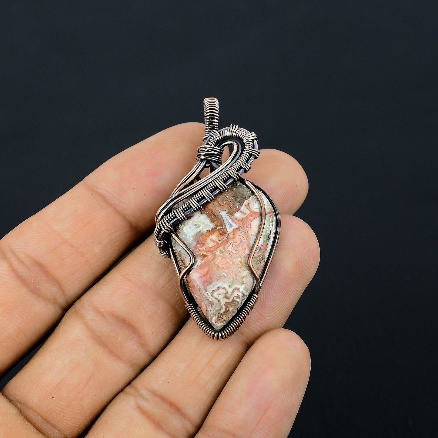 Multicolor Laguna Lace Agate Gemstone Pendant