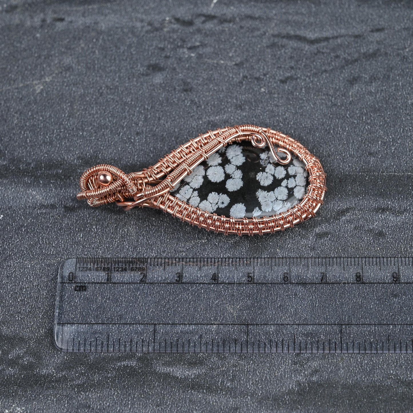Black Snowflake Obsidian Gemstone Pendant