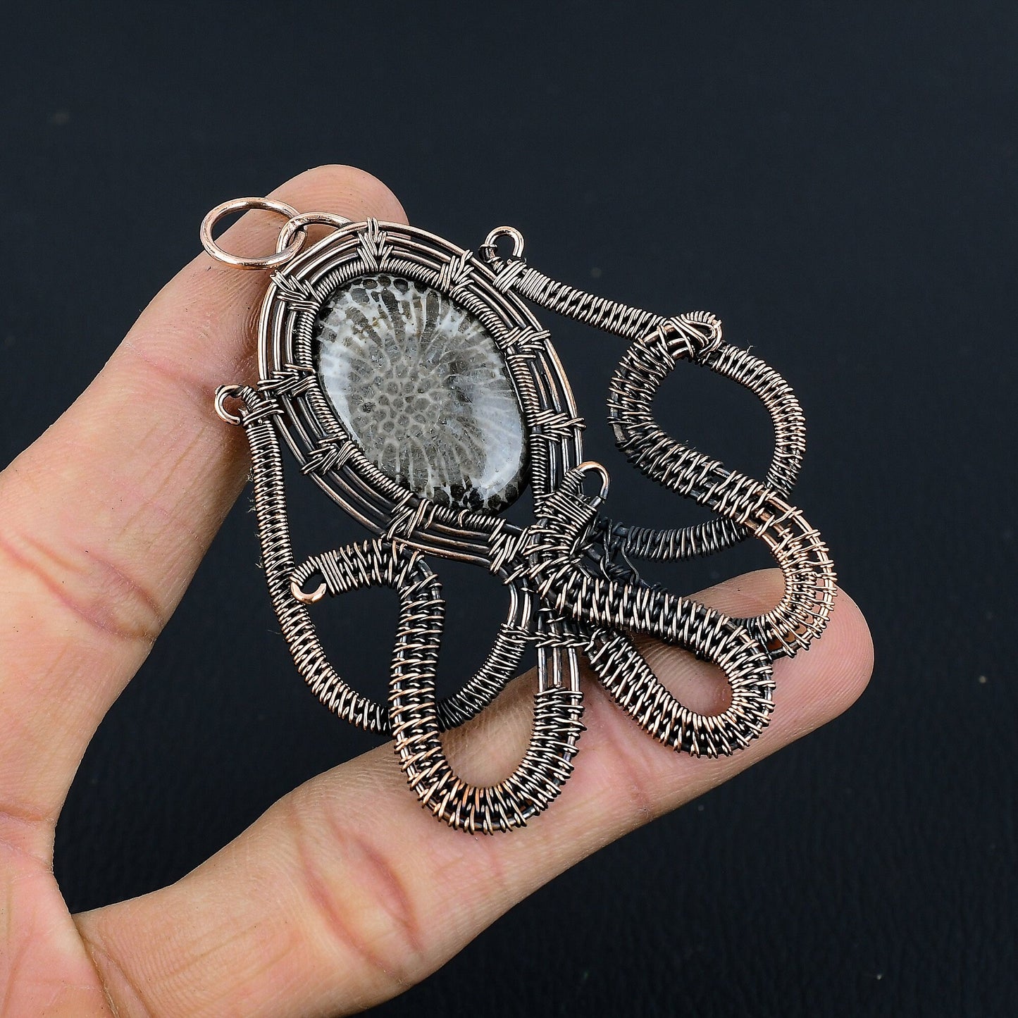 Black Stingray Coral Gemstone Pendant