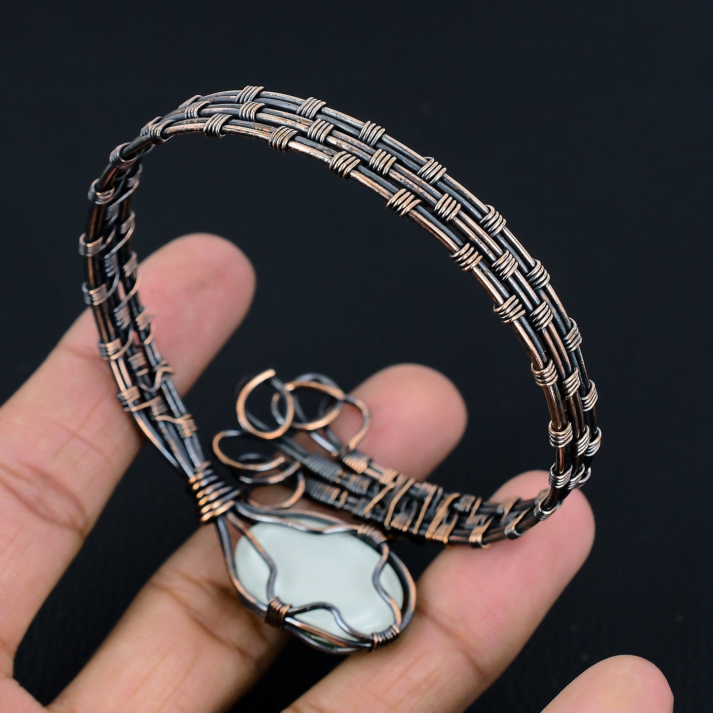 Blue Opal Gemstone Cuff Bracelet