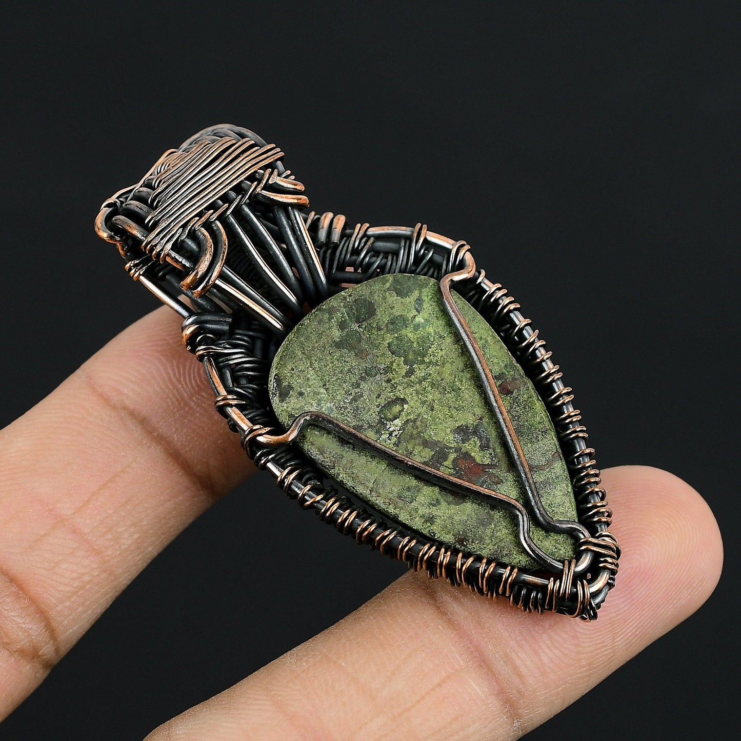 Green Dragon Blood Jasper Gemstone Pendant