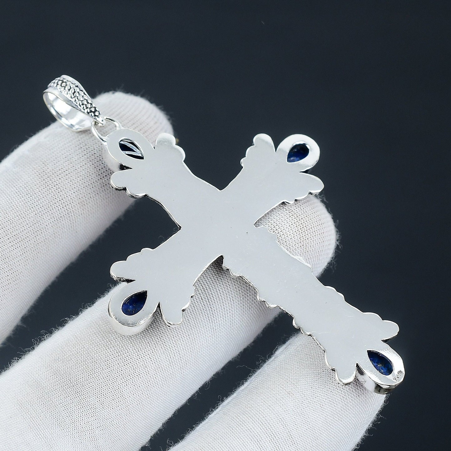 Blue Lapis Lazuli Gemstone Cross Pendant