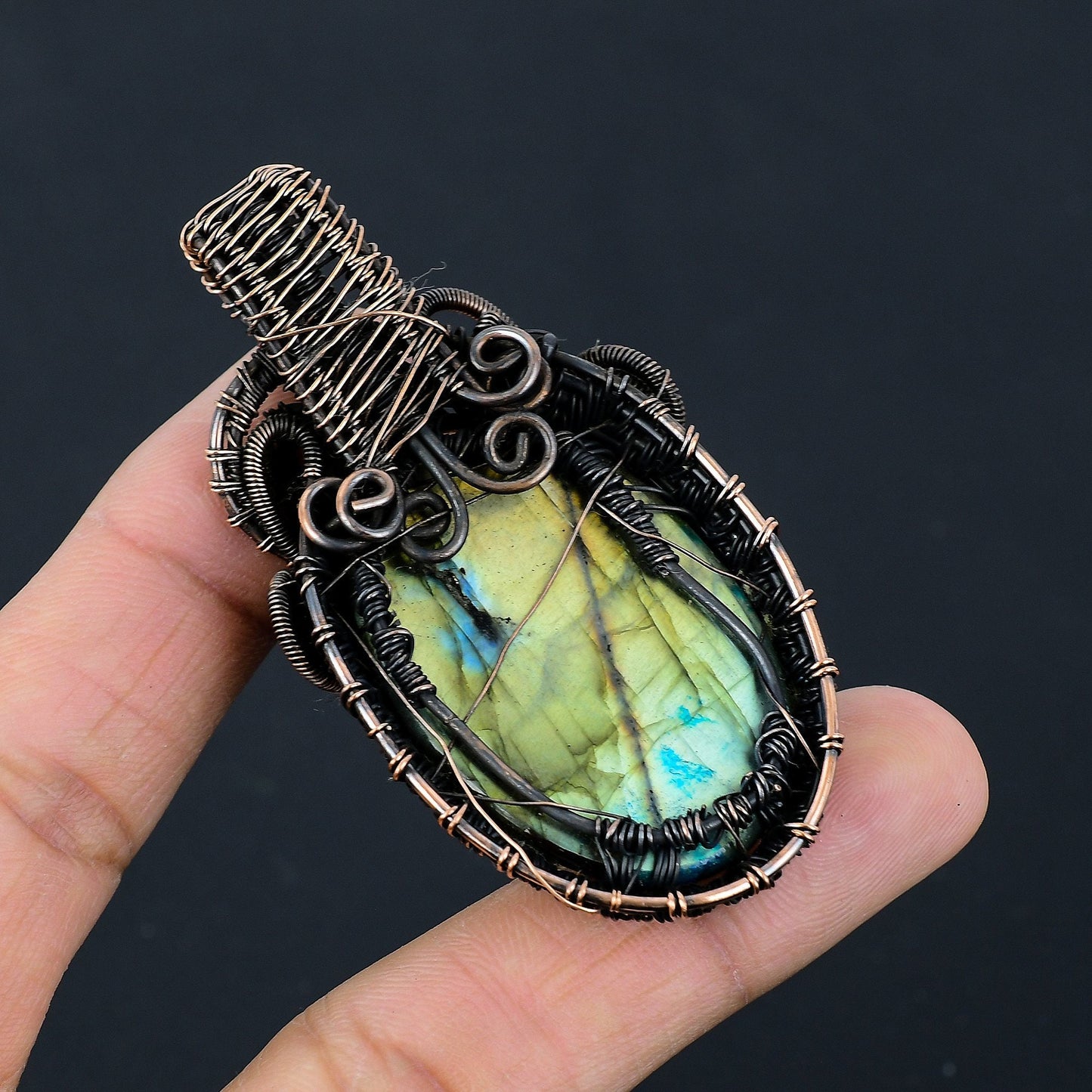 Multi-Fire Labradorite Gemstone Pendant