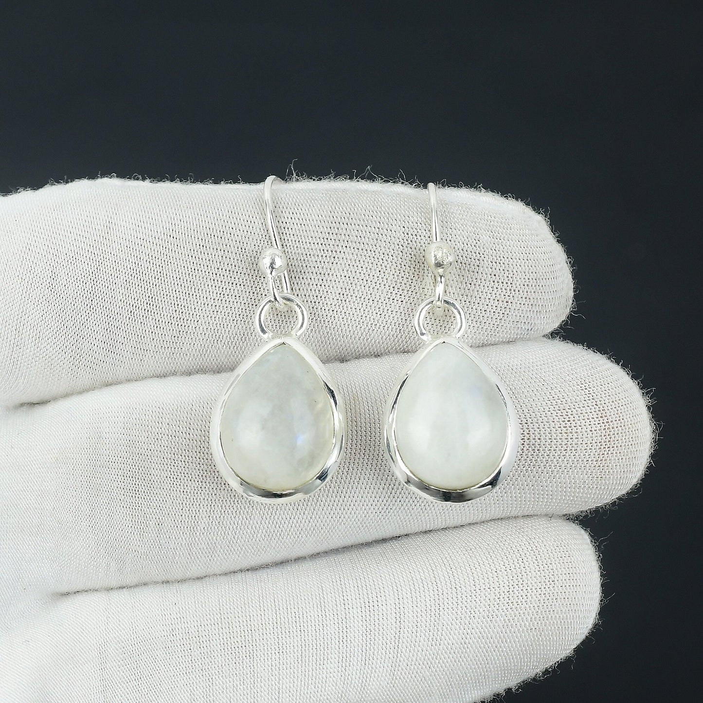 Sterling Silver Rainbow Moonstone Earrings