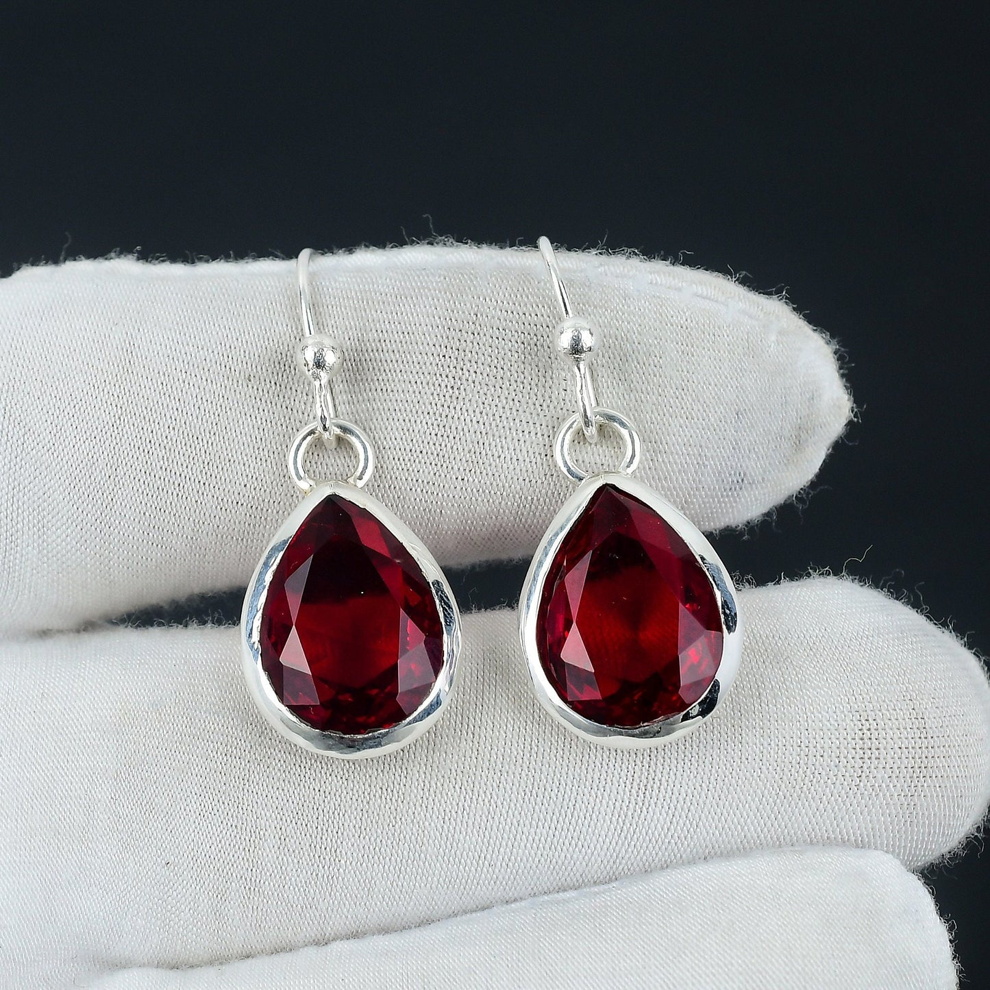 Red Garnet Gemstone Earrings