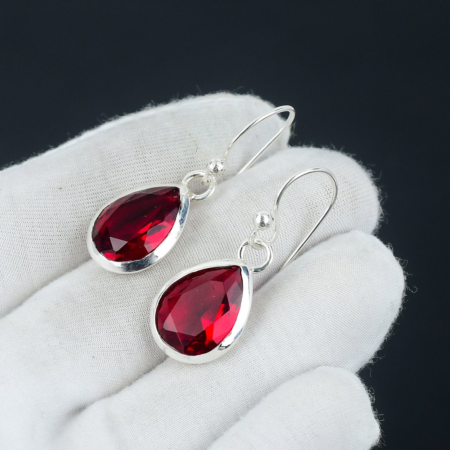 Red Garnet Gemstone Earrings
