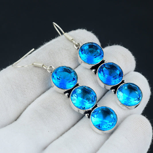 Blue Topaz Gemstone Earring