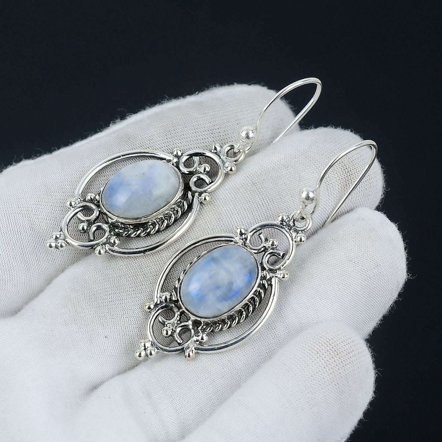 Rainbow Moonstone Gemstone Earrings