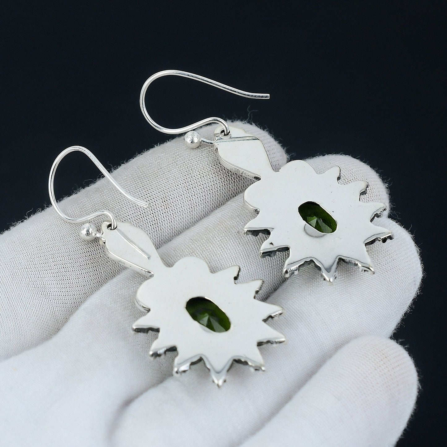 Green Peridot Gemstone Earrings