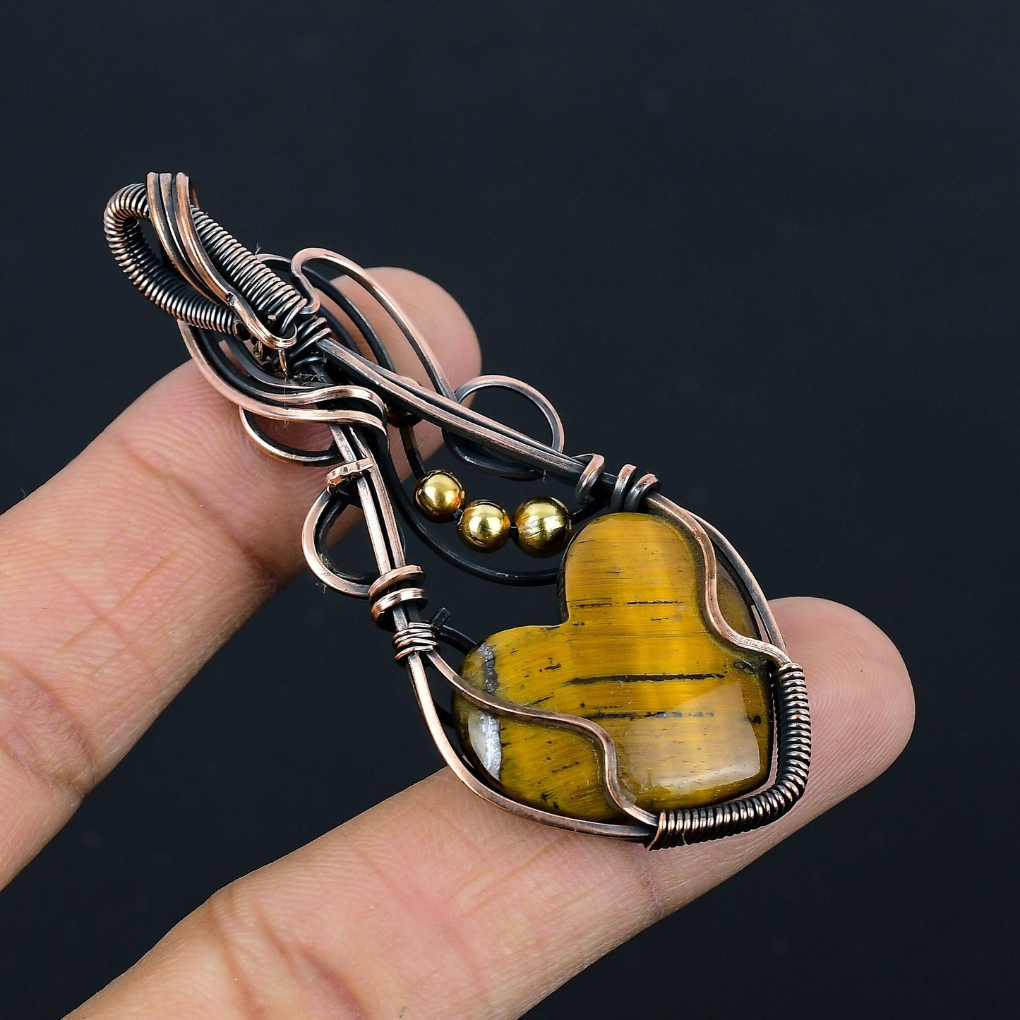 Copper Tiger Eye Gemstone Pendant