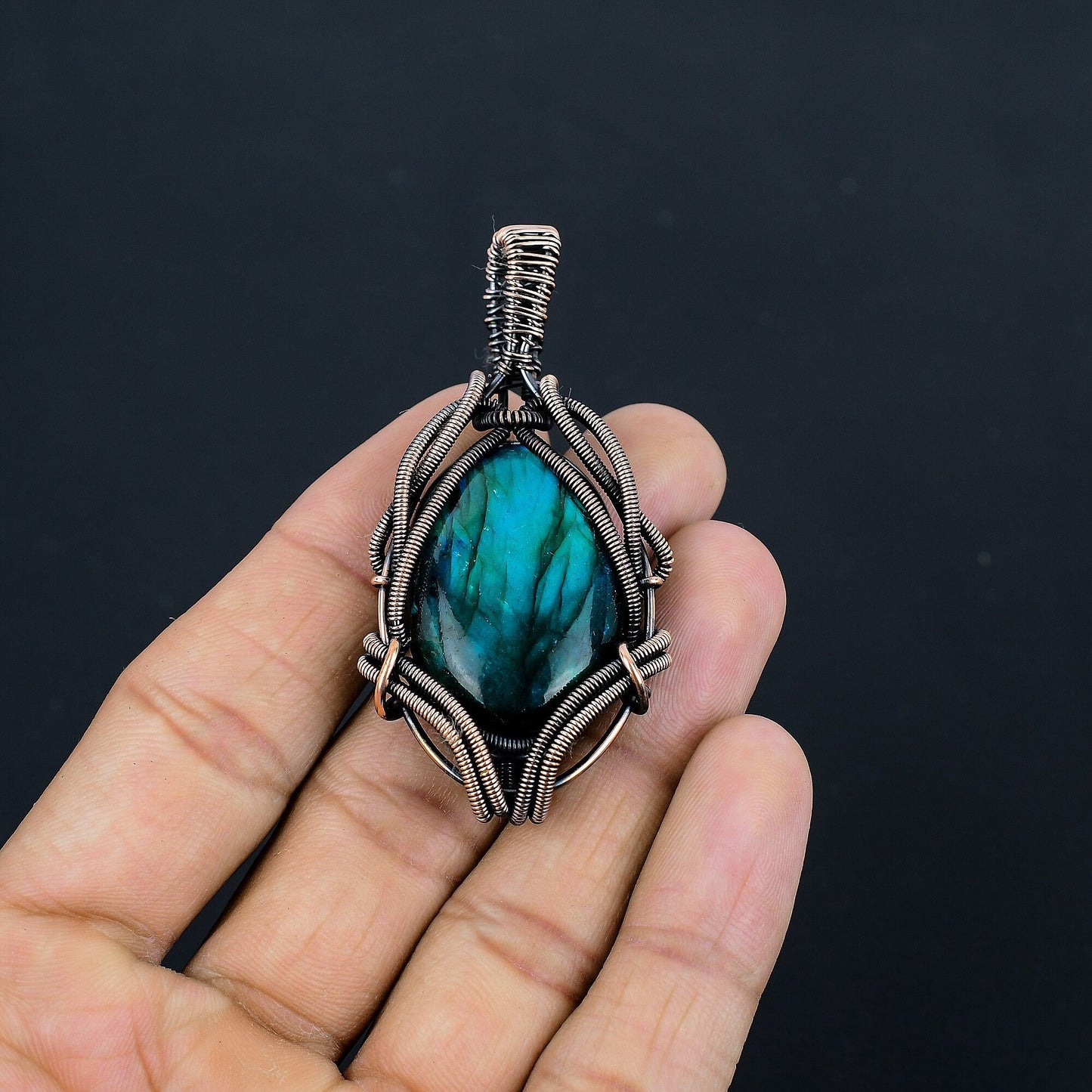 Neon Fire Labradorite Gemstone Pendant