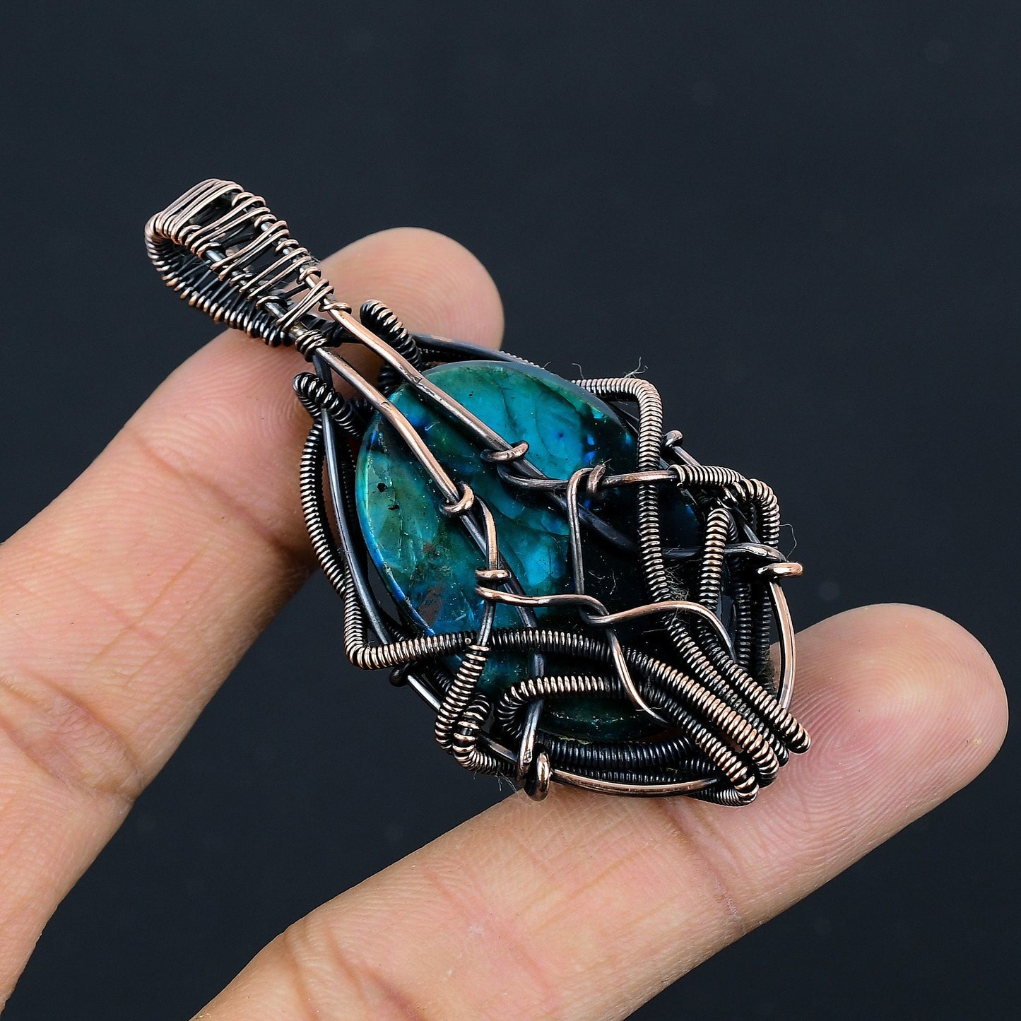 Neon Fire Labradorite Gemstone Pendant