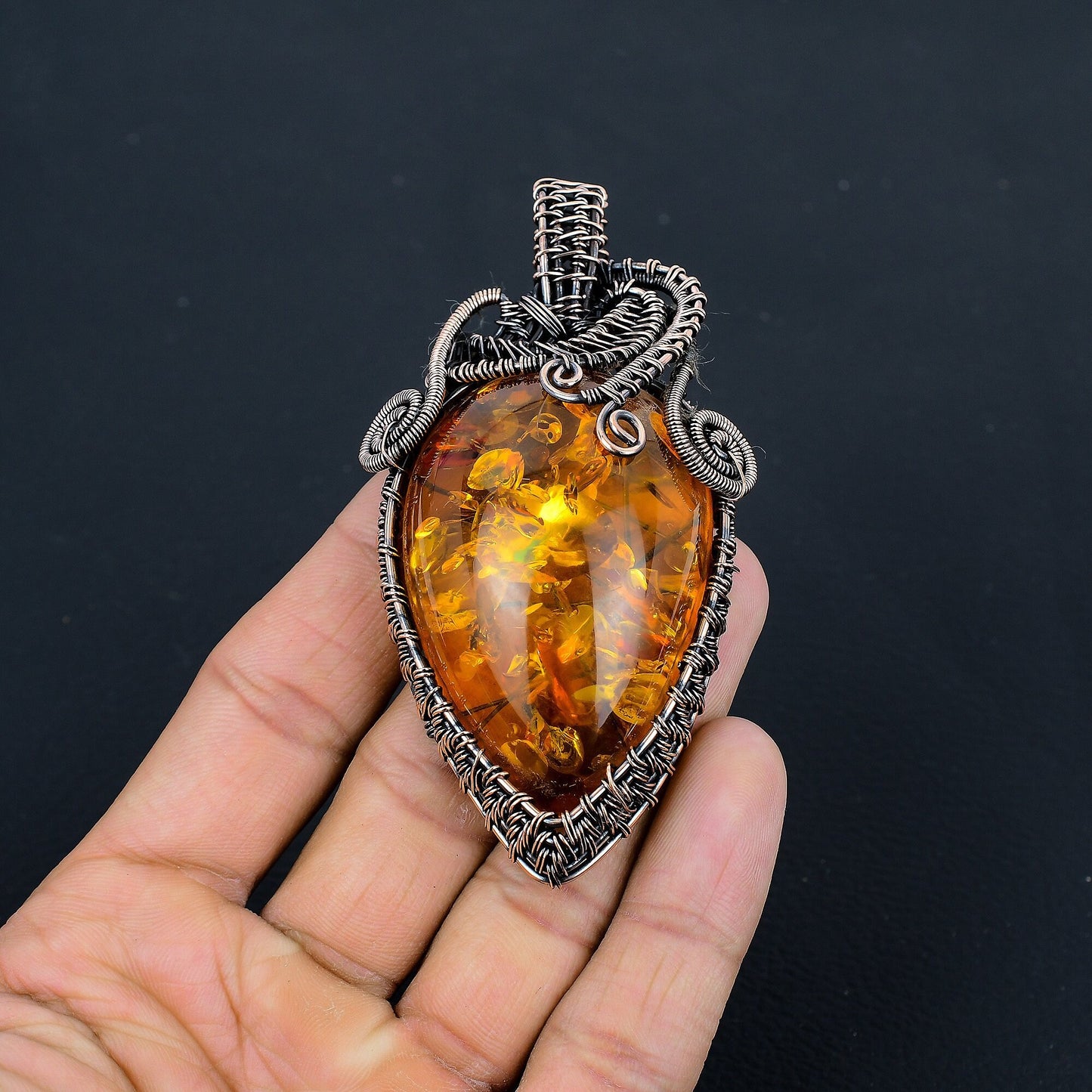 Golden Baltic Amber Gemstone Pendant