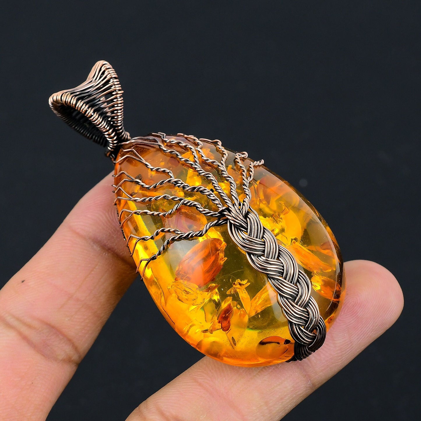Amber Gemstone Tree of Life Pendant