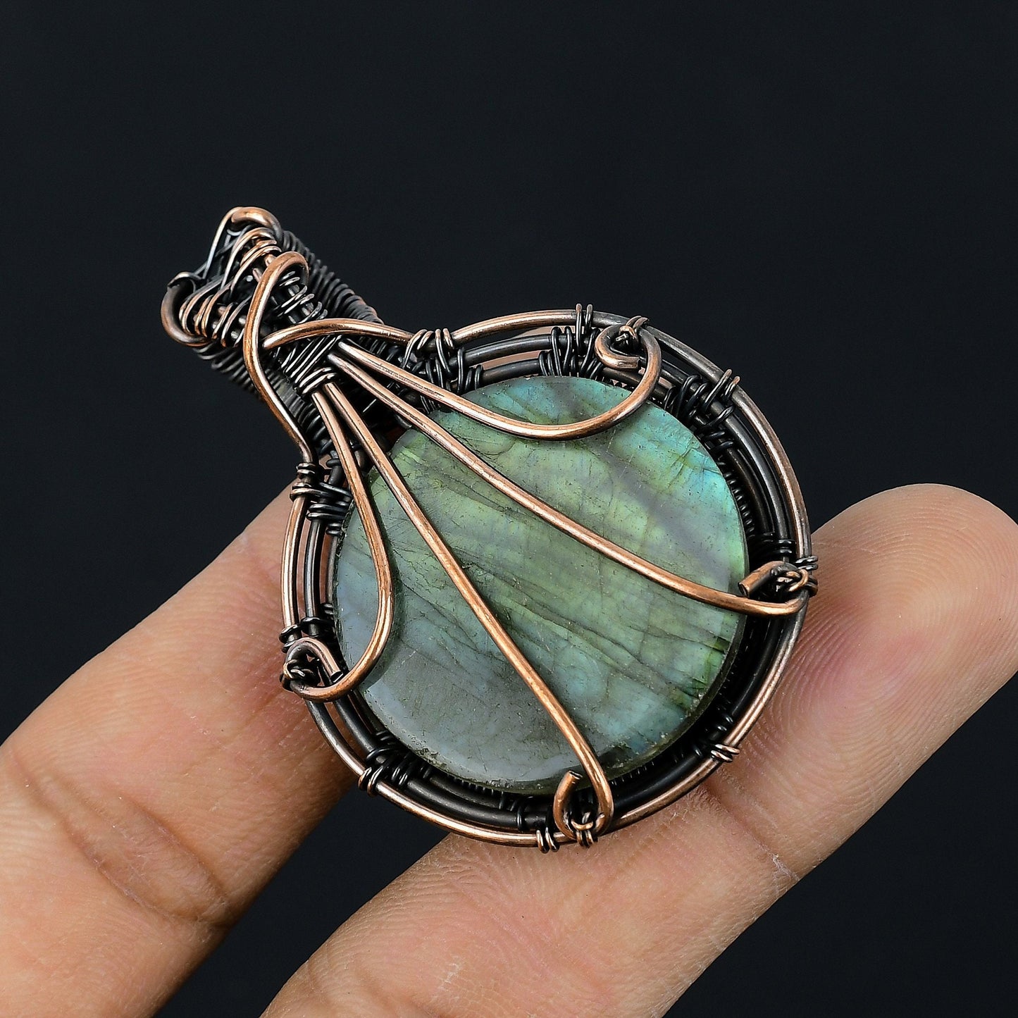 Blue-Green Labradorite Gemstone Pendant