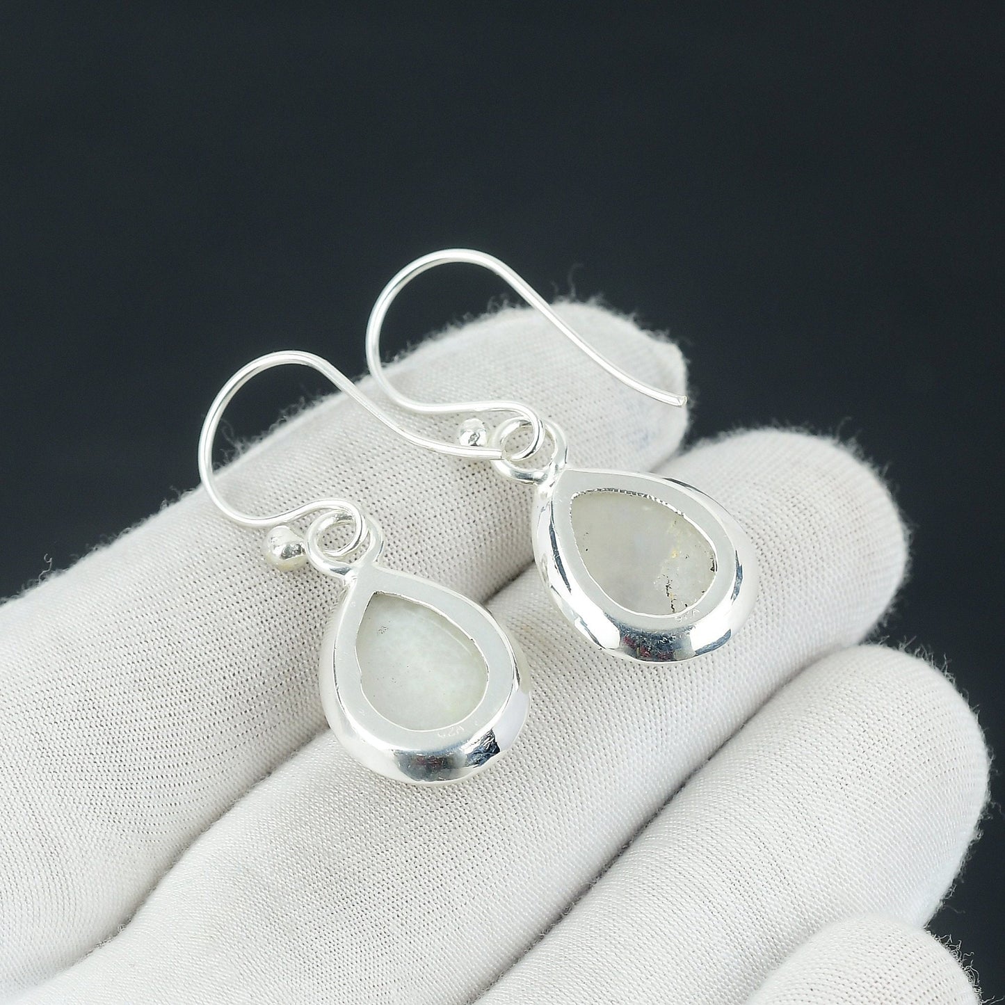 Sterling Silver Rainbow Moonstone Earrings
