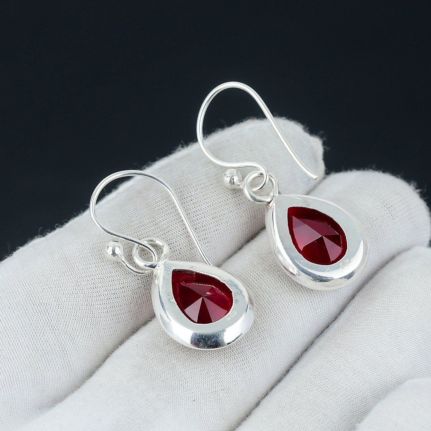 Red Garnet Gemstone Earrings
