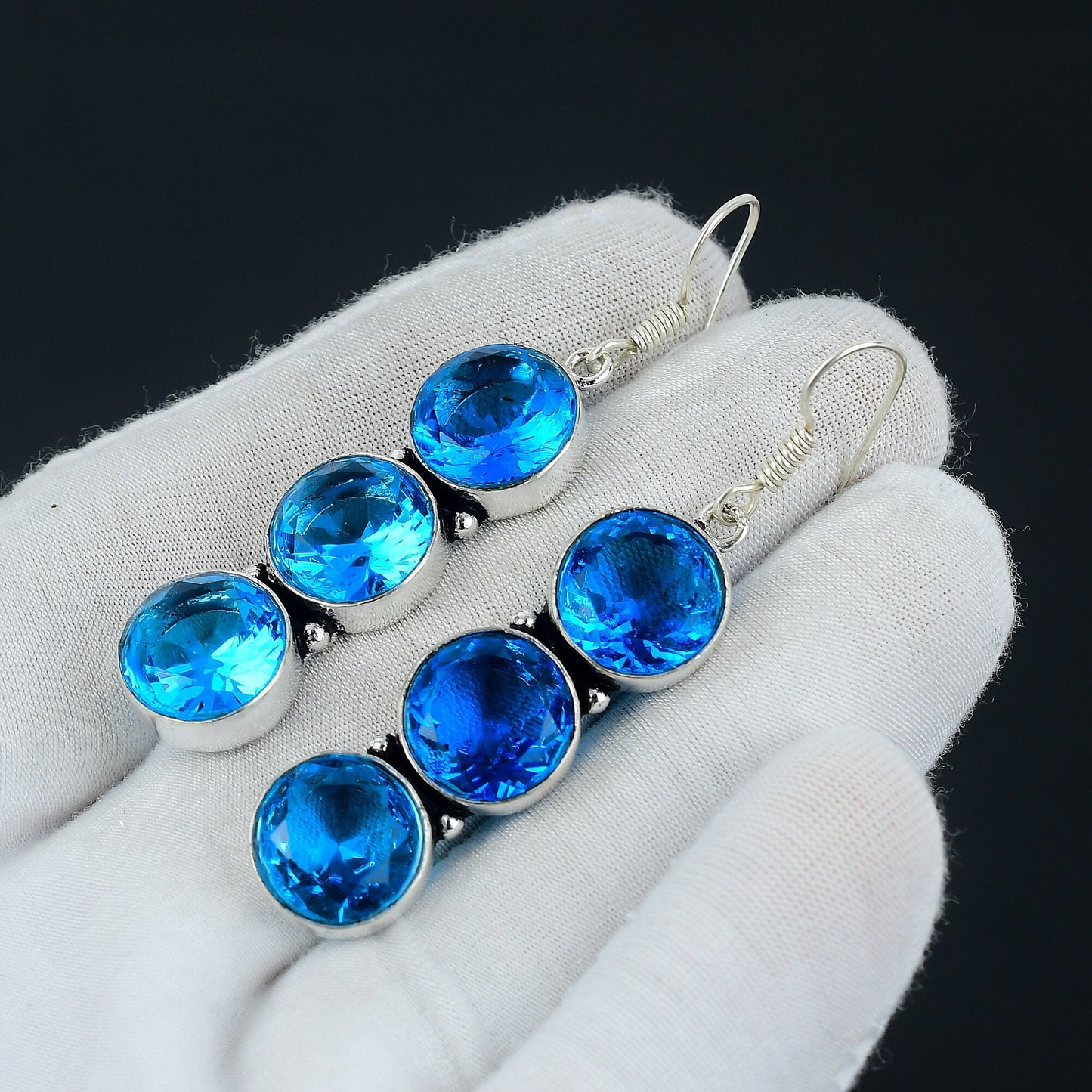 Blue Topaz Gemstone Earring