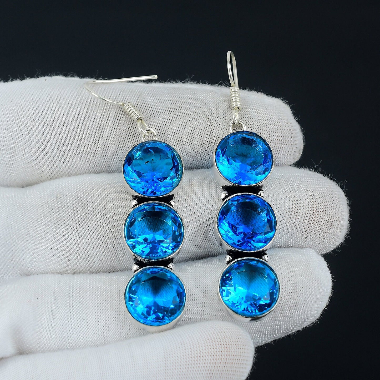 Blue Topaz Gemstone Earring