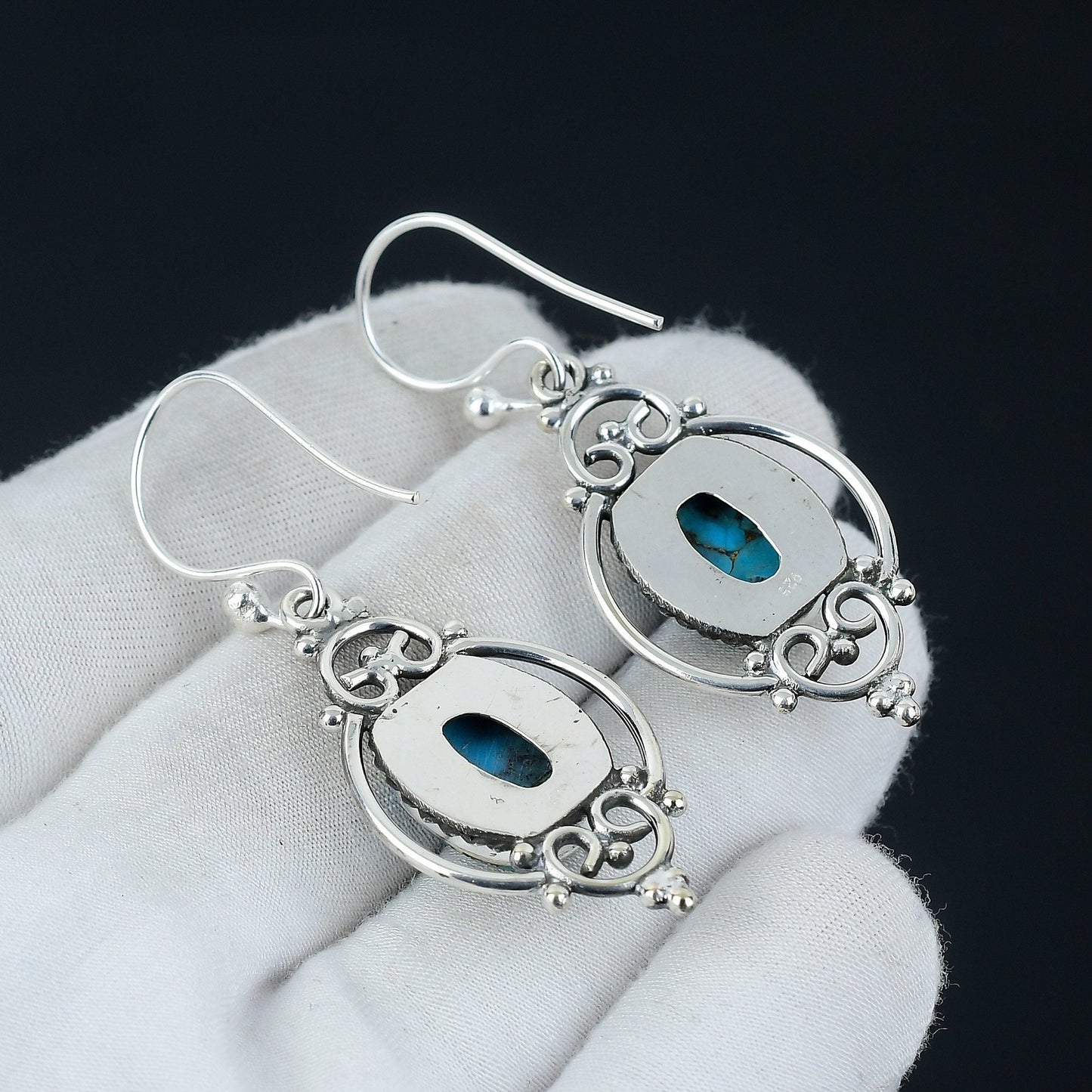 Blue Copper Turquoise Gemstone Earrings