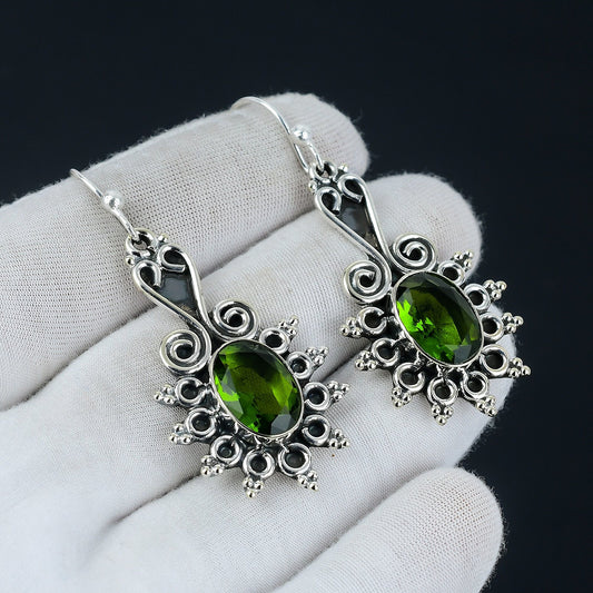 Green Peridot Gemstone Earrings