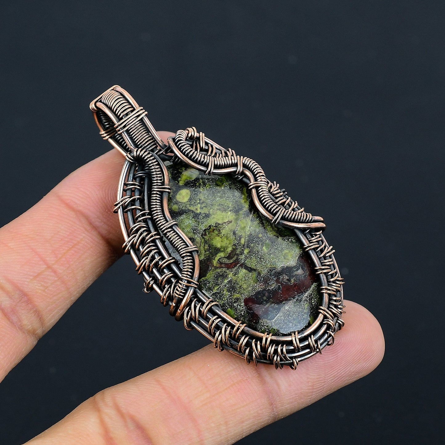 Green & Red Dragon Bloodstone Gemstone Pendant