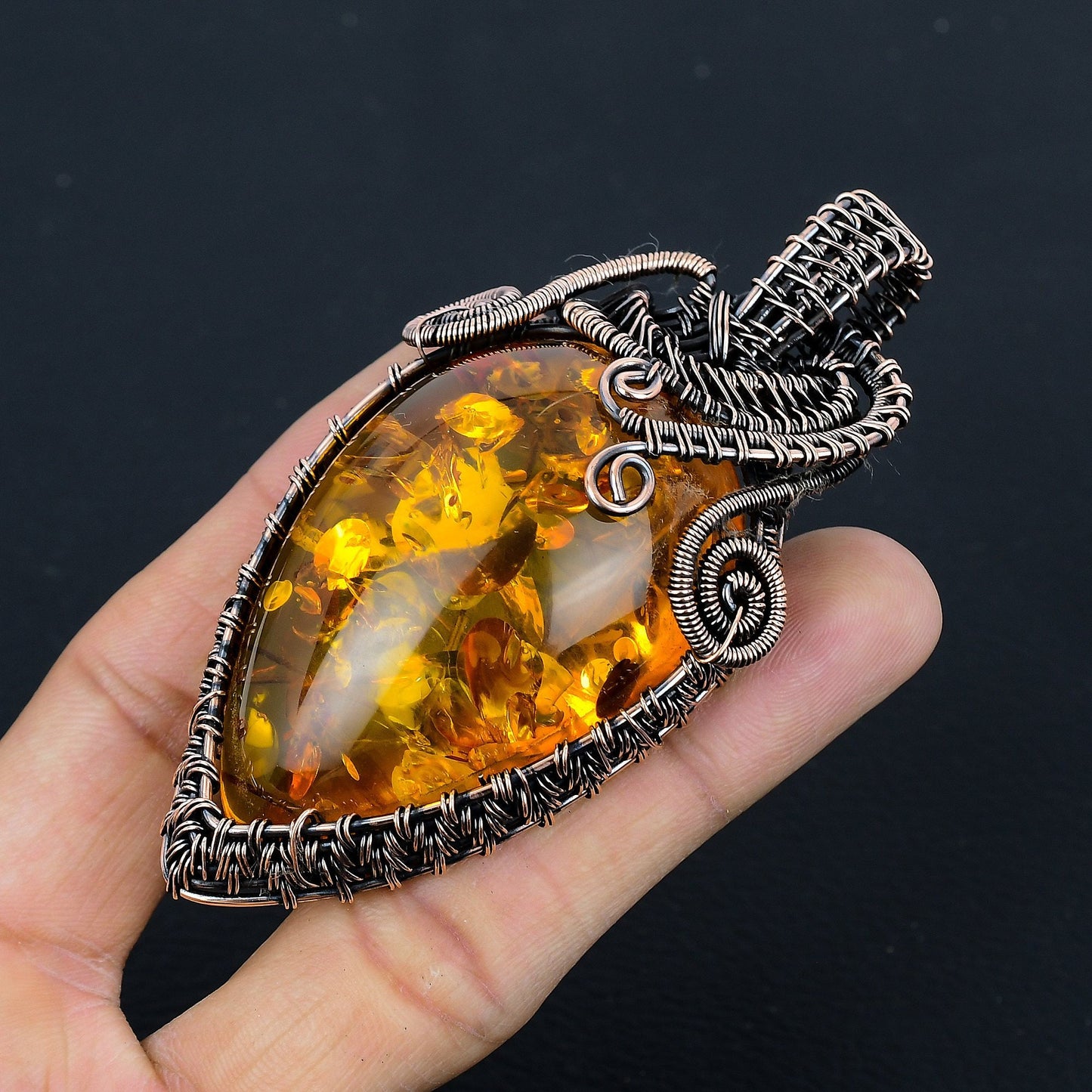Golden Baltic Amber Gemstone Pendant