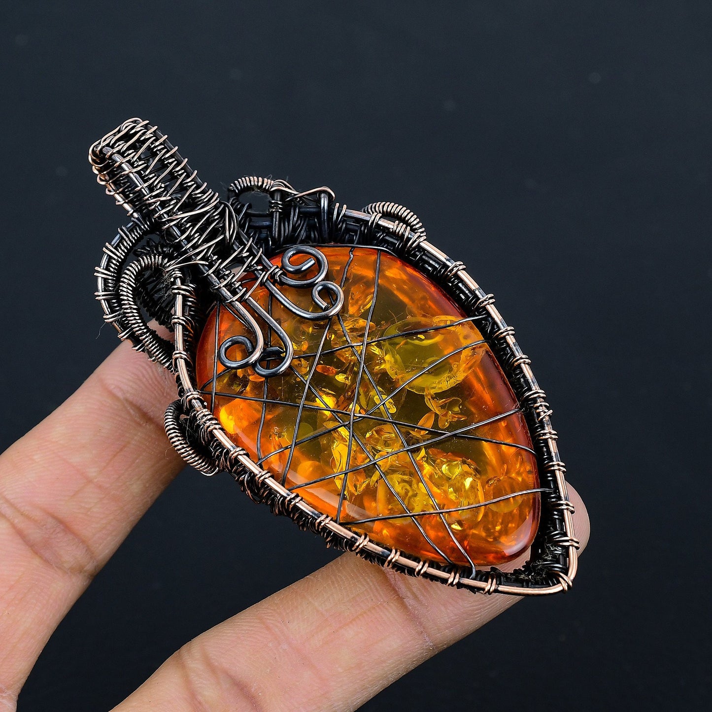 Golden Baltic Amber Gemstone Pendant
