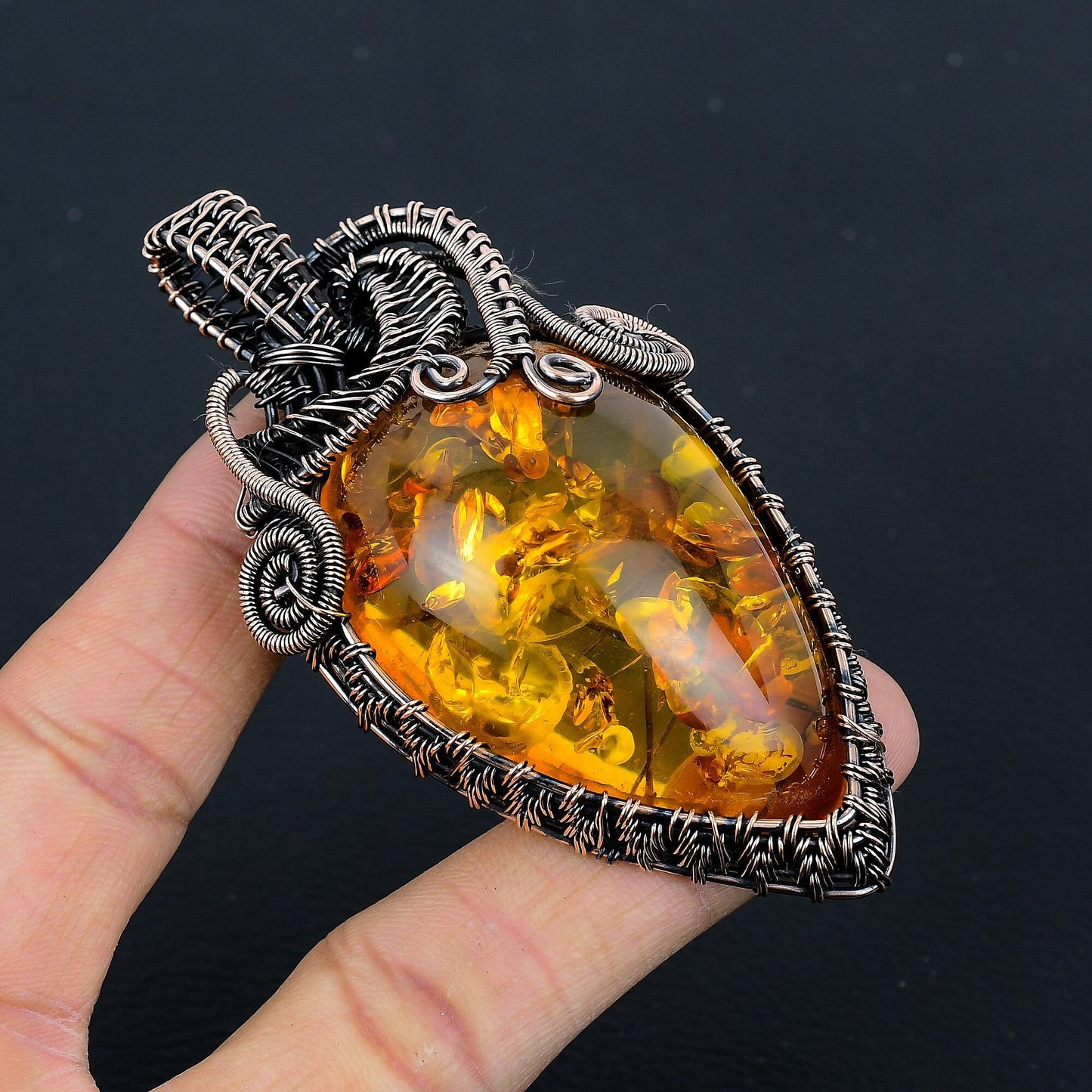 Golden Baltic Amber Gemstone Pendant