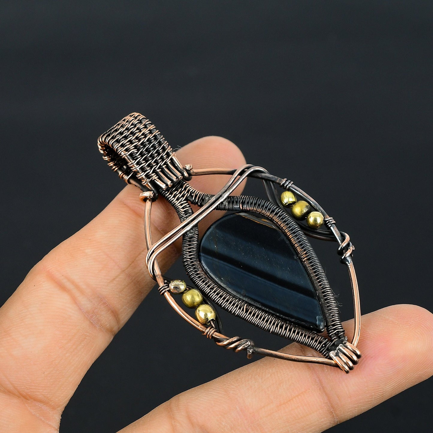 Blue Tiger Eye Gemstone Pendant