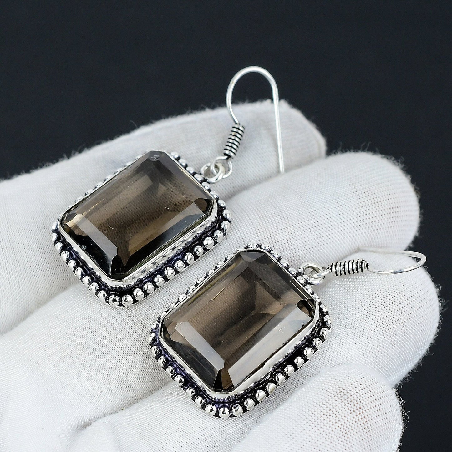 Smoky Brown Topaz Gemstone Earrings