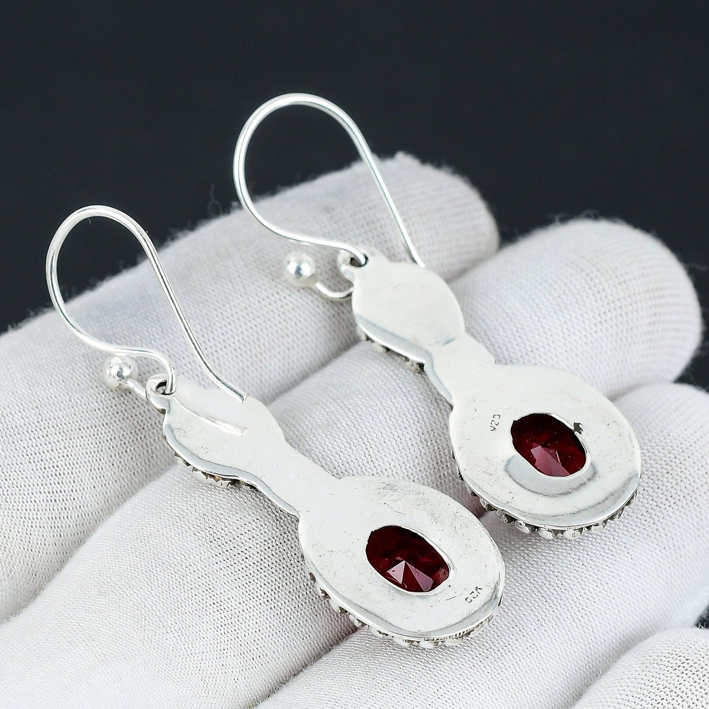 Red Garnet Gemstone Earrings