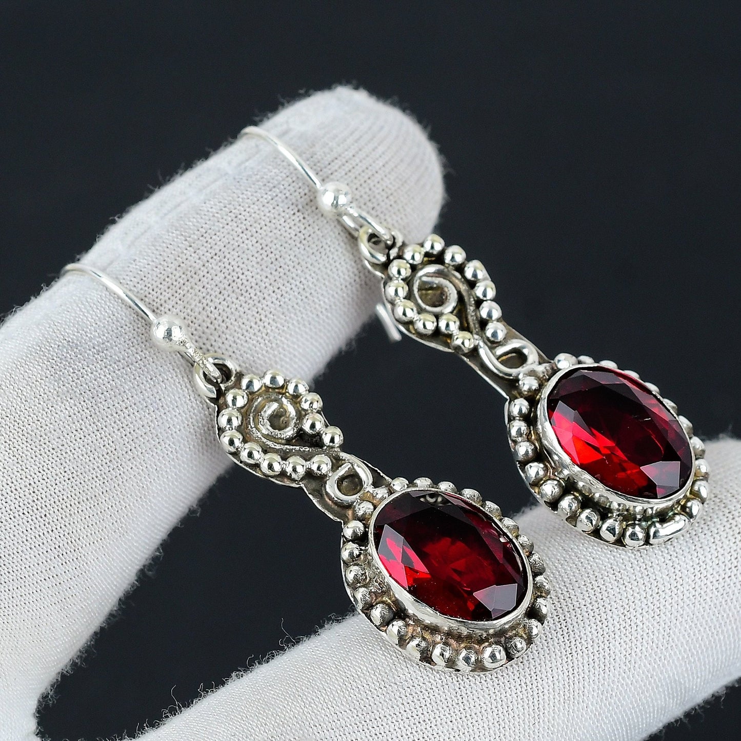 Red Garnet Gemstone Earrings