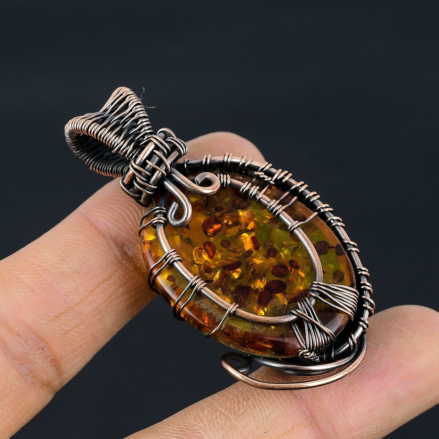 Amber Gemstone Tree of Life Pendant