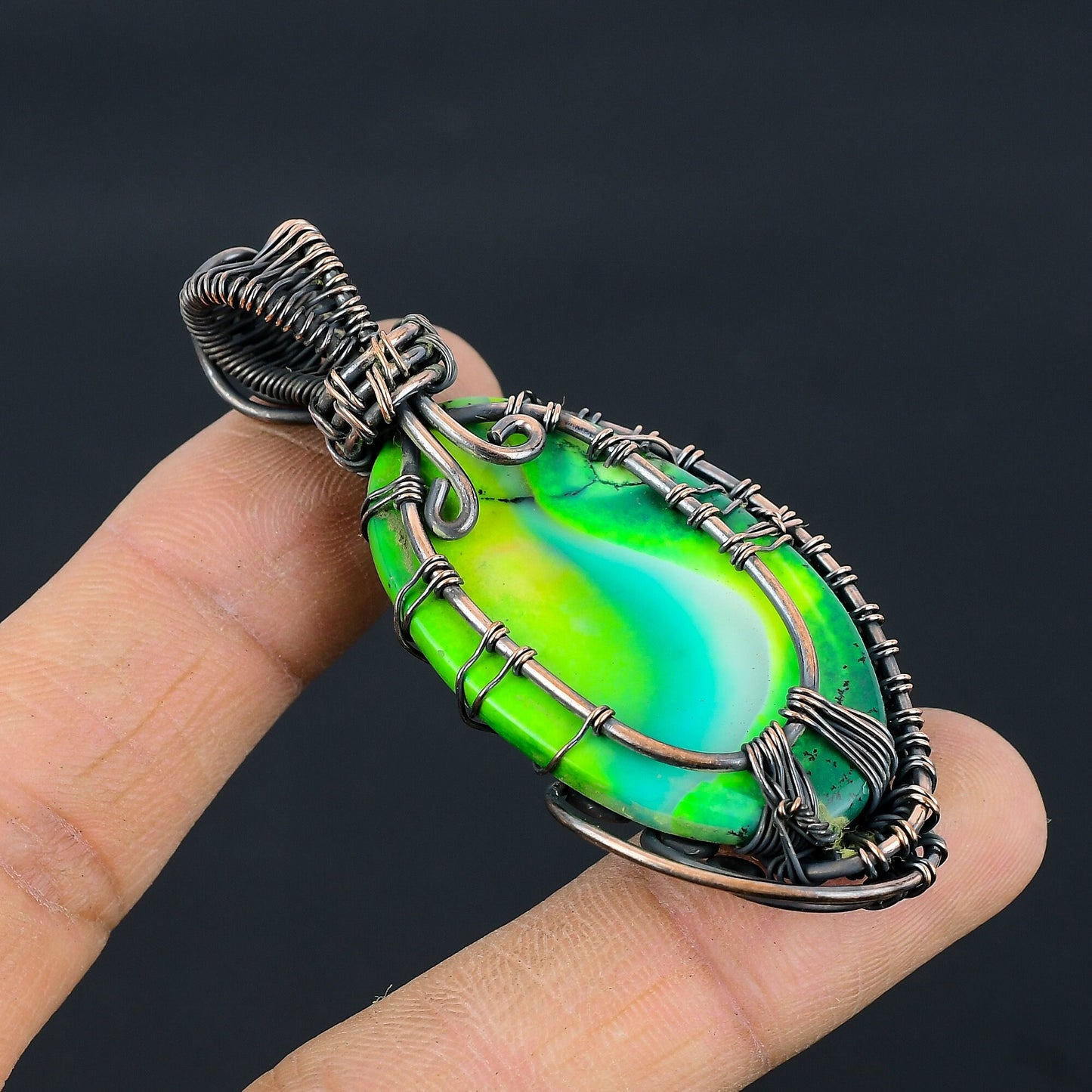 Green Dendrite Opal Gemstone Pendant