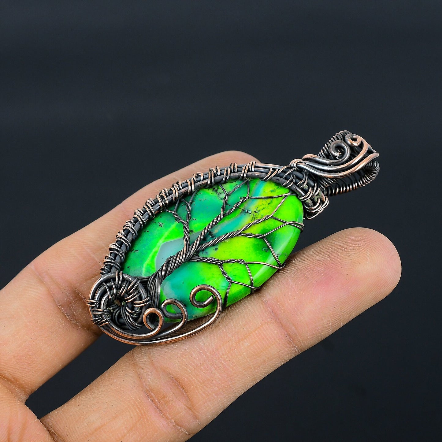 Green Dendrite Opal Gemstone Pendant