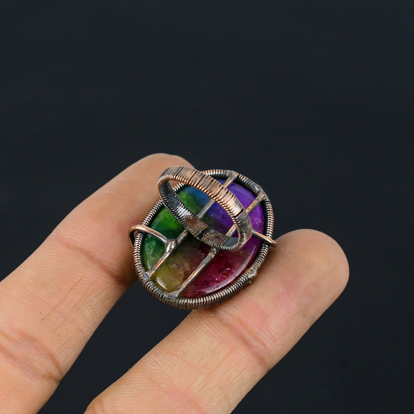 Rainbow Solar Quartz Gemstone Ring