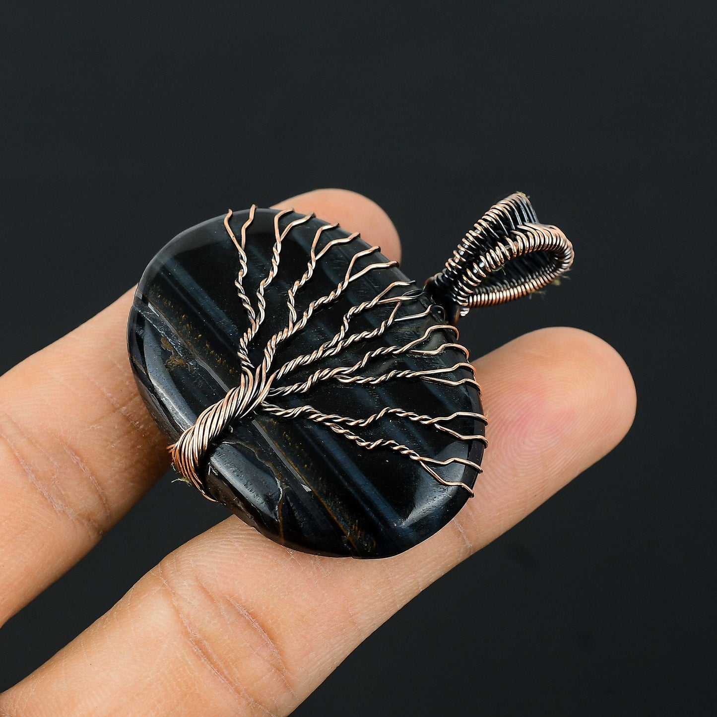 Blue Tiger Eye Gemstone Pendant