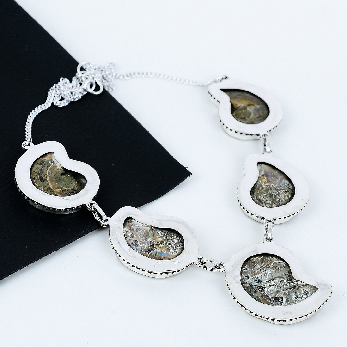Brown Ammonite Sterling Silver Necklace