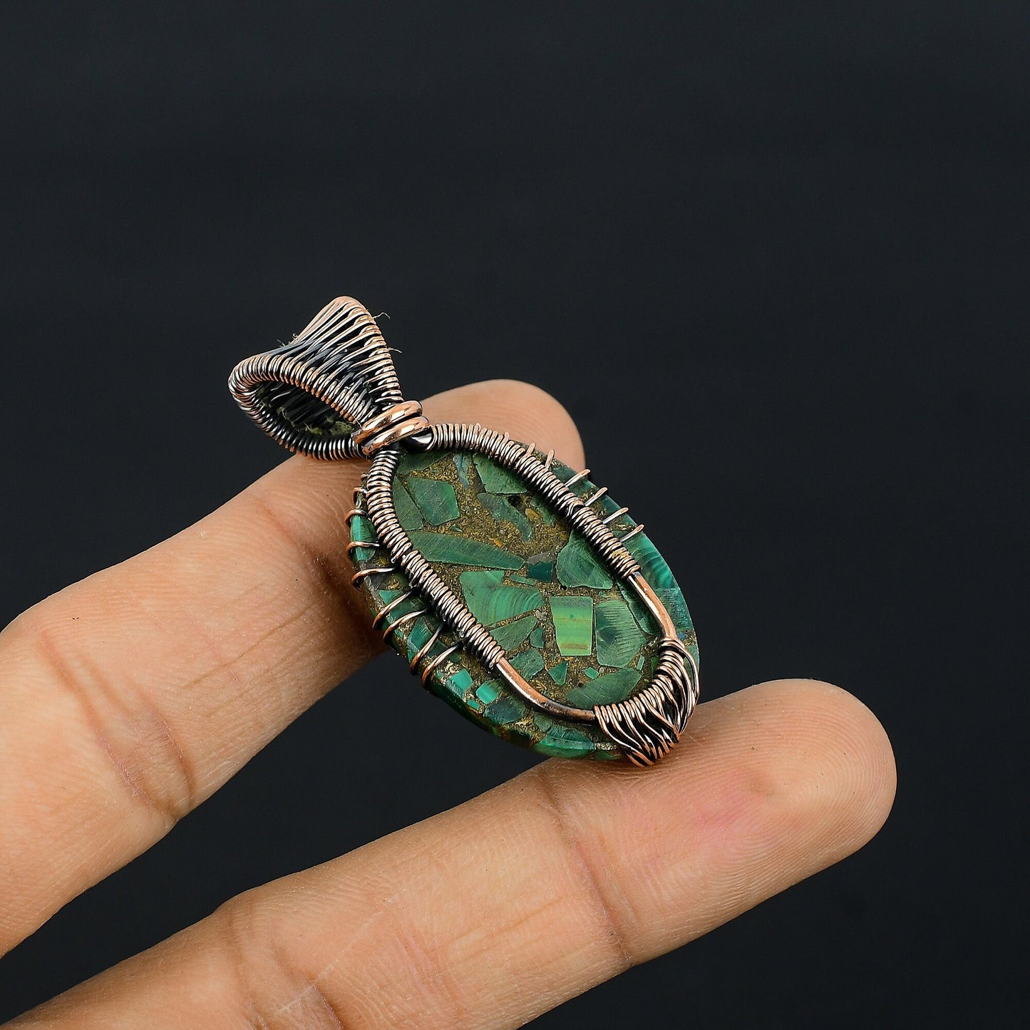 Green Malachite Gemstone Pendant