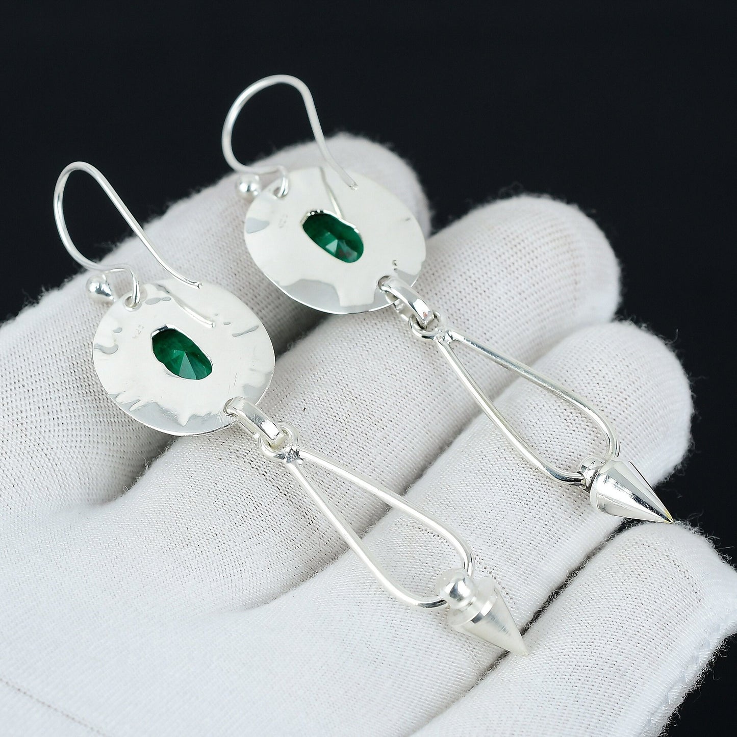 Green Tourmaline Oval Sterling Silver Earrings