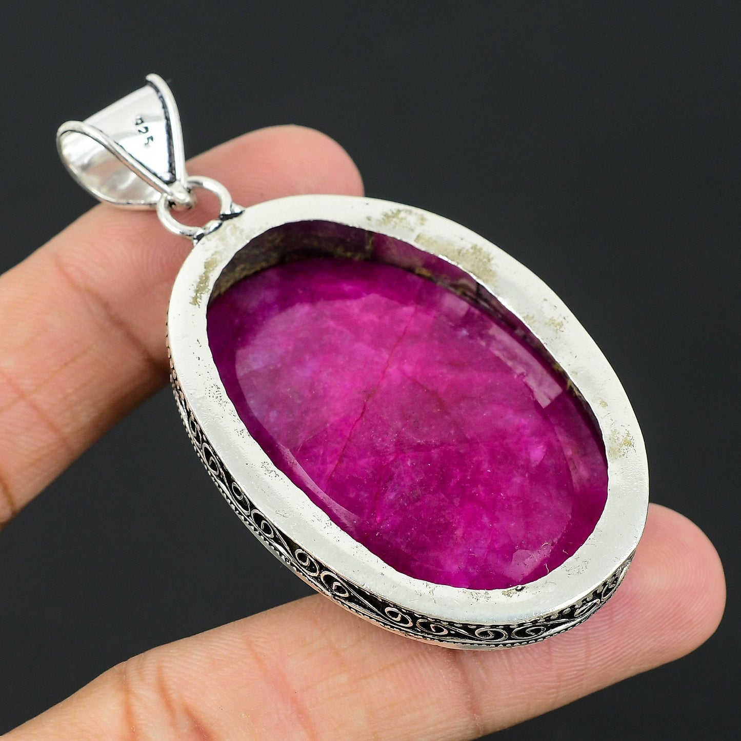 Ruby Gemstone Silver Pendant