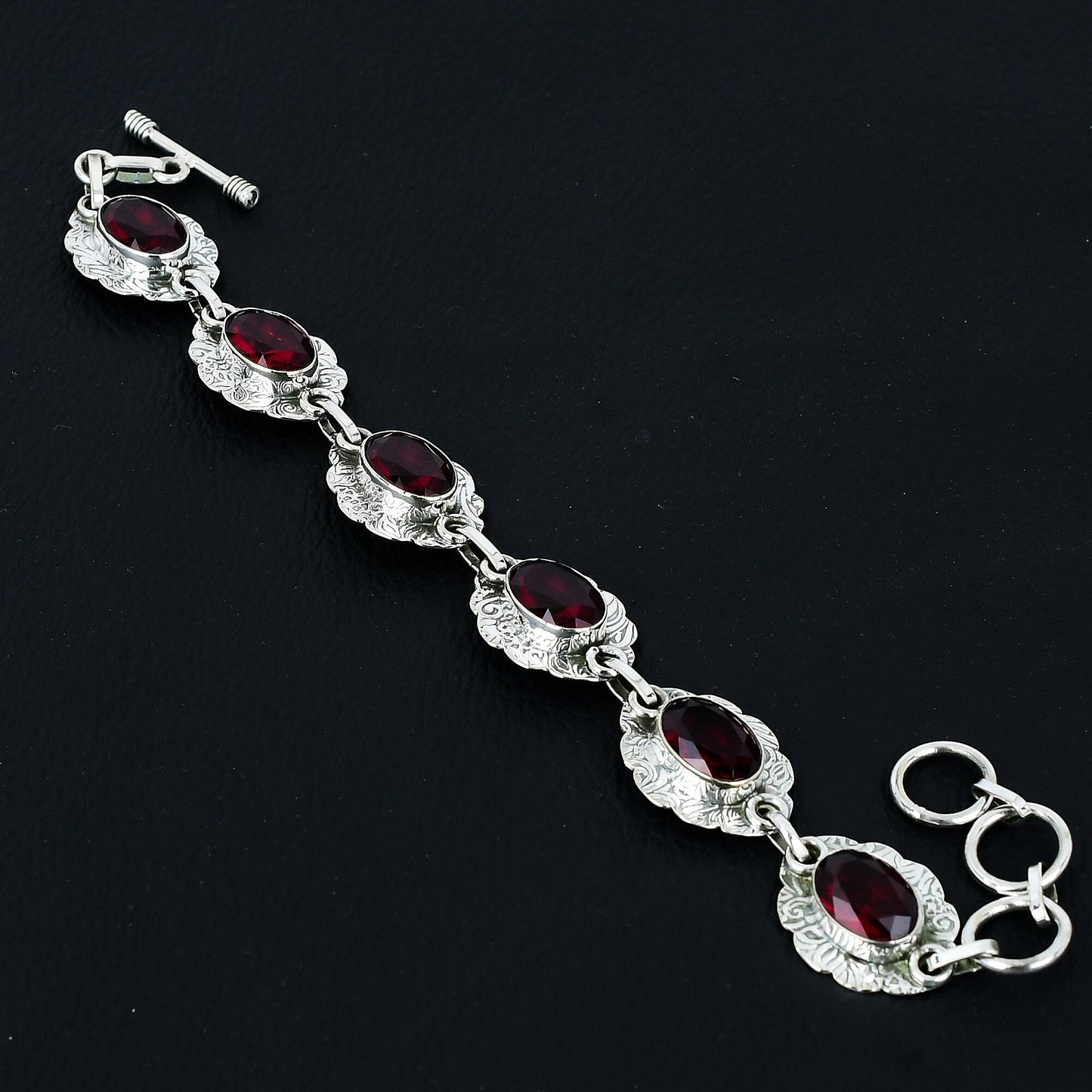 Handmade Red Garnet Sterling Silver Bracelet